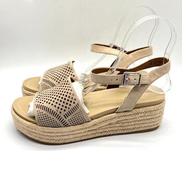 Franco Sarto 10M Tennia Beige Suede Leather Platform Espadrilles Sandals‎ Shoes - Picture 6 of 15